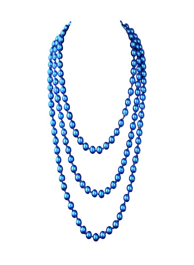 FORUBUS 1920s Flapper Faux Pearls Long Beaded Necklace, Gatsby Ballgown Cosplay Necklace, Old School Vintage Layered Pearls Necklace for Women Prom Jewelry (Long-60'' blue) - Image 1